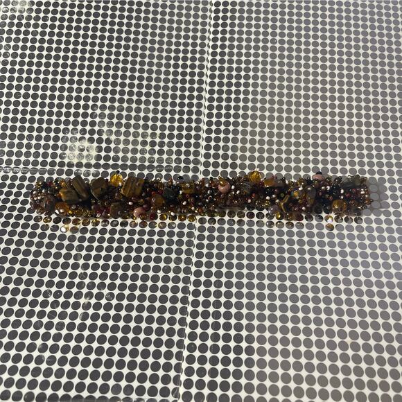 Natural Stone Stretch Beaded bracelet Brown Tigers Eye magnetic Closure  B#18 - Picture 7 of 10